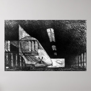 Póster En Zeppelin Shed, Leipzig - Joseph Pennell