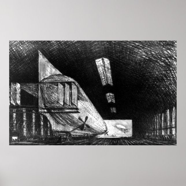 Póster En Zeppelin Shed, Leipzig - Joseph Pennell (Frente)
