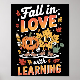 Póster Enamorada De Aprender Maestra De Calabaza De Otoño