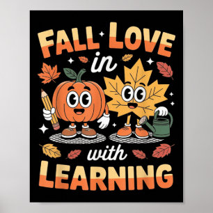 Póster Enamorada De Aprender Maestra De Calabaza De Otoño