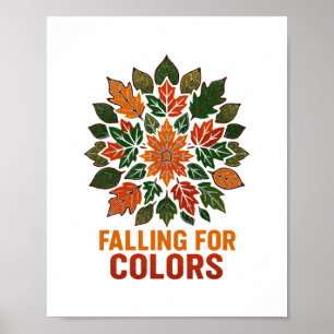 Póster Enamorándose de los Colores Hojas de Otoño Follaje