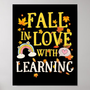 Póster Enamorarse Del Aprendizaje, Otoño Día De Acción De