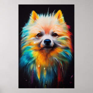 Póster Enano Mascota alemán de perro Spitz animal adorabl