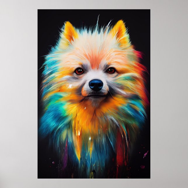 Póster Enano Mascota alemán de perro Spitz animal adorabl (Frente)