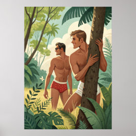 Póster Encajar a los chicos en el bosque