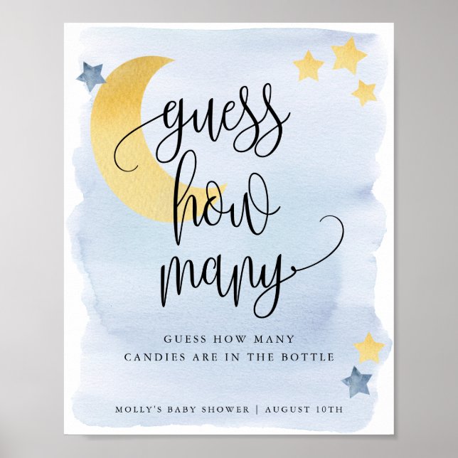 Póster Encantado, Juego de Adivina Cuántos Azul (Frente)