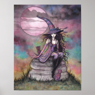 Póster Encantado Twilight Witch Cat Fantasy Art