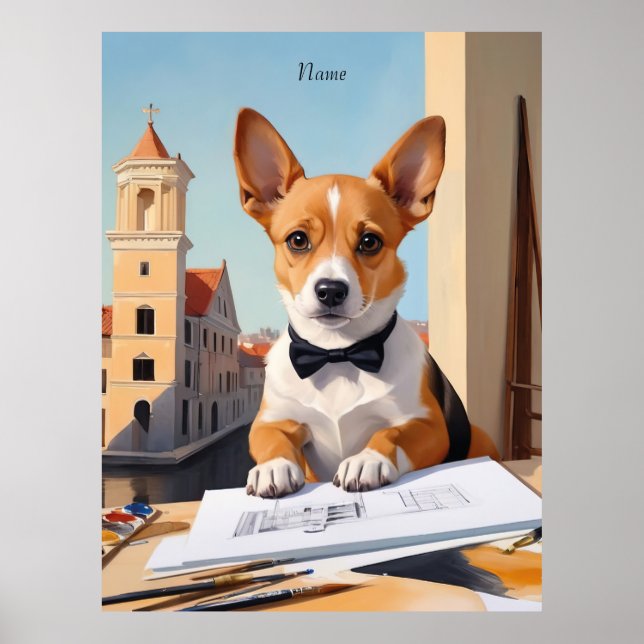 Póster Encantador arquitecto de Corgi Perro Lover (Frente)