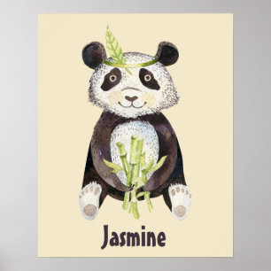 Póster Encantador Boho Panda personalizado