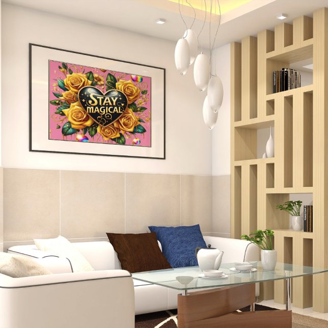 Póster Encantador Bouquet de Rosas dorados y corazón 24x1 (Subido por el creador)