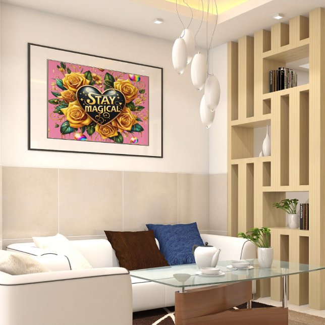 Póster Encantador Bouquet de Rosas dorados y corazón 36x2 (Subido por el creador)