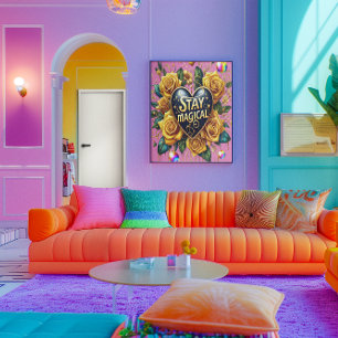 Póster Encantador Bouquet de Rosas dorados y oído 16x20