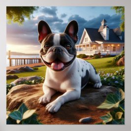 Póster Encantador Bulldog francés en una escena campestre
