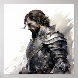 Póster Encantador caballero en blanco y negro - Vista lat