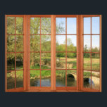 Póster Encantador campo de los Cotswolds ingleses serenos<br><div class="desc">Encantador campo de Cotswolds. Disfrute de esta vista todos los días. Esta bonita escena, enmarcada por una ventana abierta, da la impresión de tener vistas a través de una ventana que permite admirar el paisaje. Las calabazas y Lancelot también disfrutan de las vistas antes de comenzar su día de trabajo....</div>