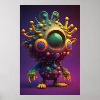 Póster Encantador carácter 3D colorido