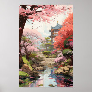 Póster Encantador Cherry Blossom Garden Studio Ghibli-Ins