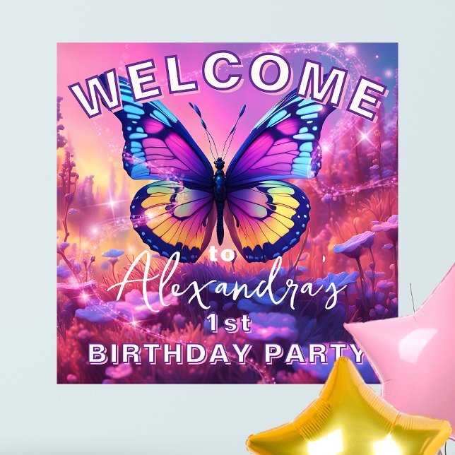 Póster Encantador cumpleaños de la mariposa mágica soñada (Subido por el creador)