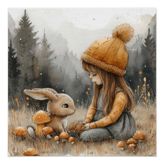 Póster Encantador de Algodón: Un Conejo con un Toque de F (Anverso)