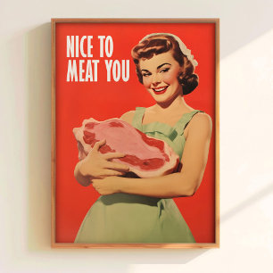 Póster Encantador de Carne Arte Feliz Ama de Casa