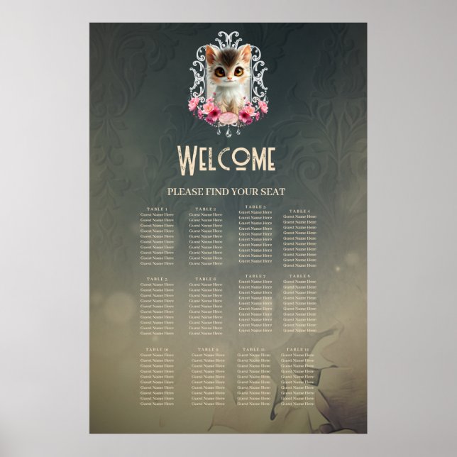 Póster Encantador, gatito esponjoso (Frente)