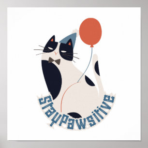 Póster Encantador Gato Esmoquin Mantén la Actitud Positiv