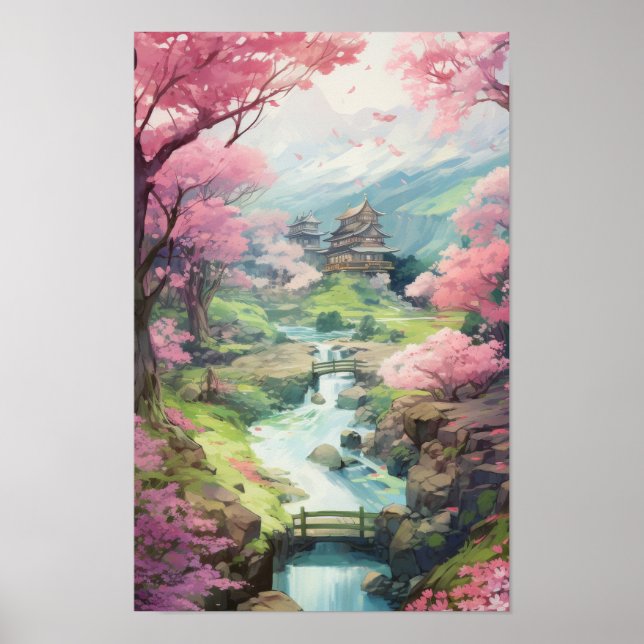 Póster Encantador Jardín de flores de cerezo - Studio Ghi (Frente)