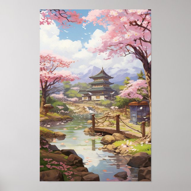 Póster Encantador Jardín de flores de cerezo - Studio Ghi (Frente)