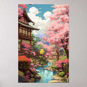Póster Encantador Jardín de flores de cerezo - Studio Ghi
