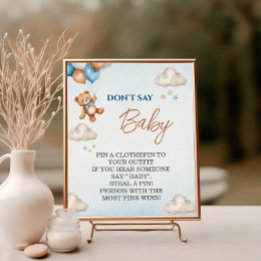 Póster Encantador Juego de Baby Shower del Oso Azul