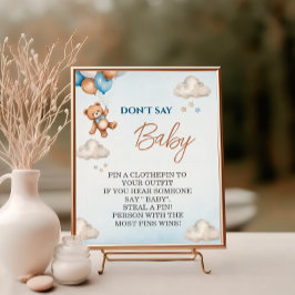 Póster Encantador Juego de Baby Shower del Oso Azul