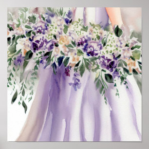 Póster Encantador Lilac, Bridal Cascading Bouquet 1,