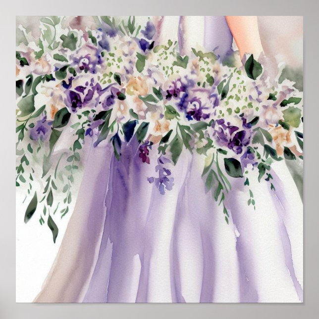 Póster Encantador Lilac, Bridal Cascading Bouquet 1, (Frente)