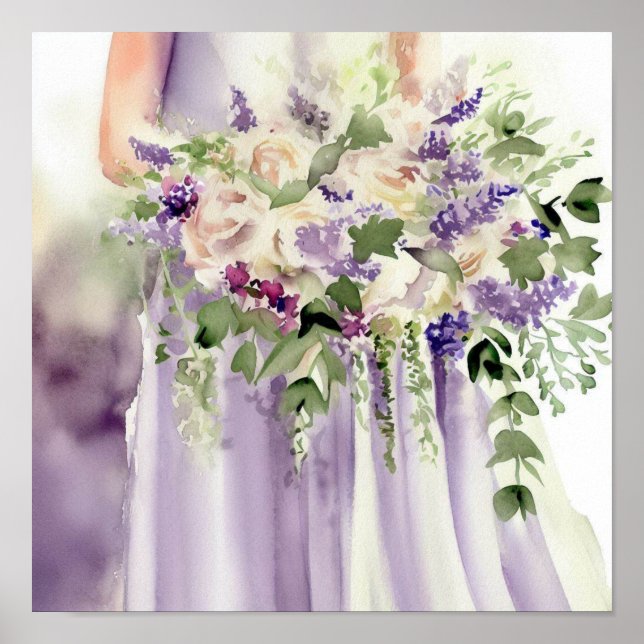 Póster Encantador Lilac, Bridal Cascading Bouquet 2, (Frente)