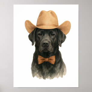 Póster Encantador perro de vaquero en Gorra y empate de v