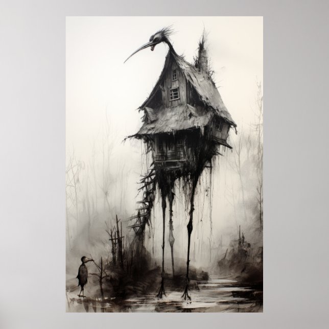 Póster Encantador Poster de Baba Yaga con majestuosa bla (Frente)