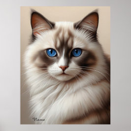 Póster Encantador Ragdoll Cat Art Pet Lover