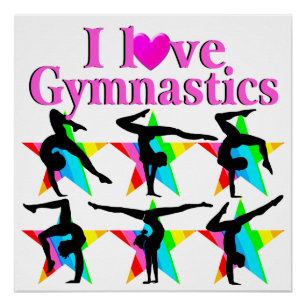 PÓSTER ENCANTADOR ROSA ME ENCANTA EL DISEÑO DE GIMNASTICA