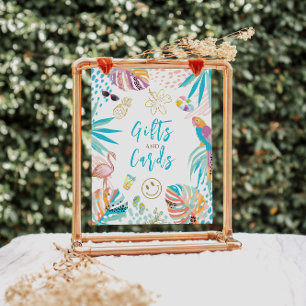 Póster Encantador Rótulo de regalos tropicales