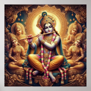 Póster Encantador Sri Krishna Murlimanohar Brillante Deta
