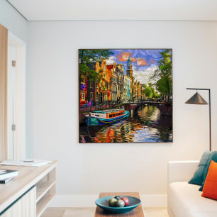 Póster Encantadora Arquitectura del Canal de Ámsterdam en