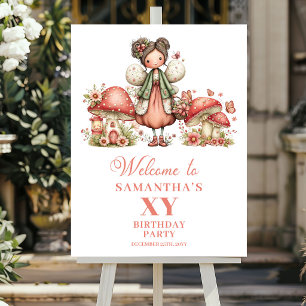 Póster Encantadora Bienvenida de Cumpleaños Floral Rosa d