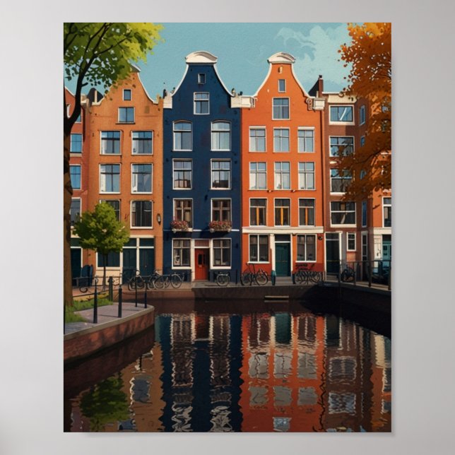Póster Encantadora ciudad de Ámsterdam (Frente)