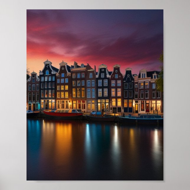 Póster Encantadora ciudad de Ámsterdam (Frente)
