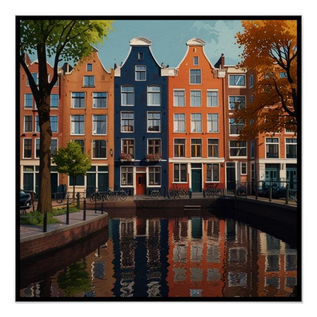 Póster Encantadora ciudad de Ámsterdam (Anverso)