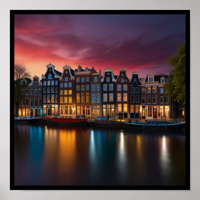 Póster Encantadora ciudad de Ámsterdam (Frente)