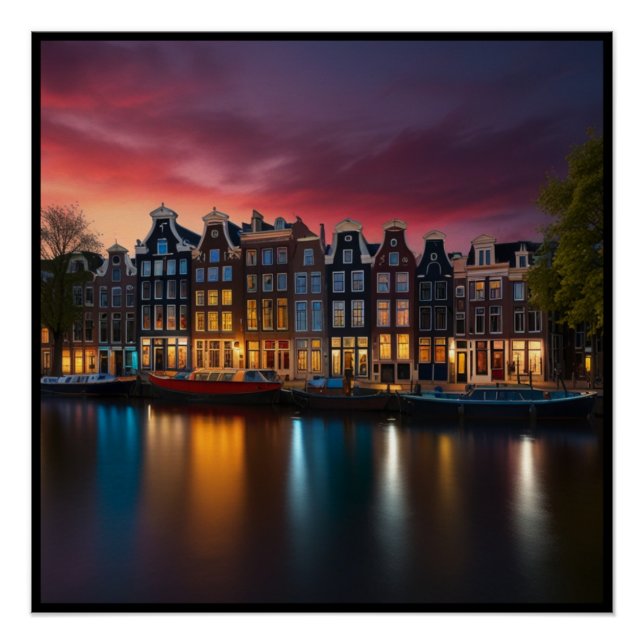 Póster Encantadora ciudad de Ámsterdam (Anverso)