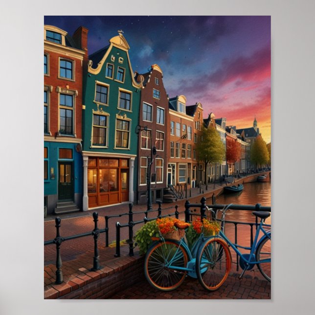 Póster Encantadora ciudad de Ámsterdam (Frente)