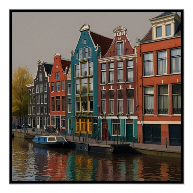 Póster Encantadora ciudad de Ámsterdam (Anverso)