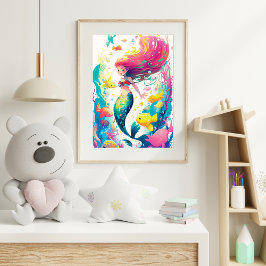 Póster Encantadora Sirenita Subacuática